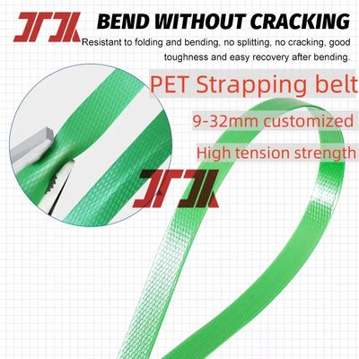 Green Embossed Plastic Pet Pallet Packing Strap Belt For Packaging 350-1000kgf Tension