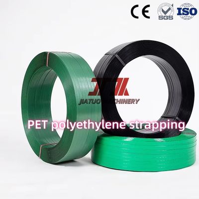 9-32mm Customized Polyester Band Green PET Plastic Packing Belt Embossed Woven Surface