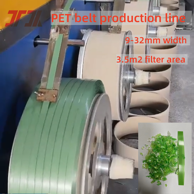 Geri Dönüştürülmüş PET Şişe Pulları ve Tam Otomatik PLC Kontrollü 9-32mm PET Kayış Ekstrüzyon Makinesi