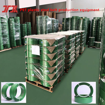 Green Polyester Plastic PET Strapping Roll 9mm Width 150kg Pull For Used Clothes Bales