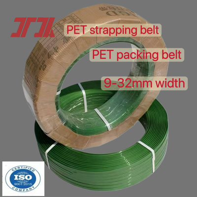 Yeşil PET strapping 16mm otomatik PET packaging strapping PET strap for automatic strapping tools