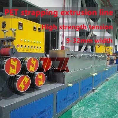 Geri Dönüştürülmüş PET Şişe Pulları ve Tam Otomatik PLC Kontrollü 9-32mm PET Kayış Ekstrüzyon Makinesi